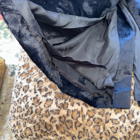 90s Vintage Faux Fur Long Black Coat GEORGIOU Studio - Picture 10 of 12